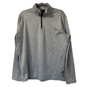 Head Men’s Sweater Large 1/4 Zip Pullover Mock Neck Athletic‎ Fit Gray